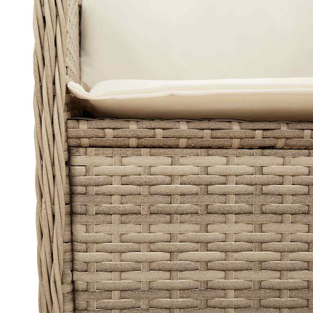 Tuinbankje verstelbaar met kussens poly rattan beige