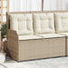 Tuinbankje verstelbaar met kussens poly rattan beige