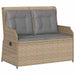Tuinbankje verstelbaar met kussens poly rattan beige