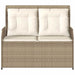 Tuinbankje verstelbaar met kussens poly rattan beige