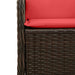 Ligbank voor in de tuin met kussens bruin poly rattan