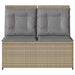 Tuinbankje verstelbaar met kussens poly rattan beige