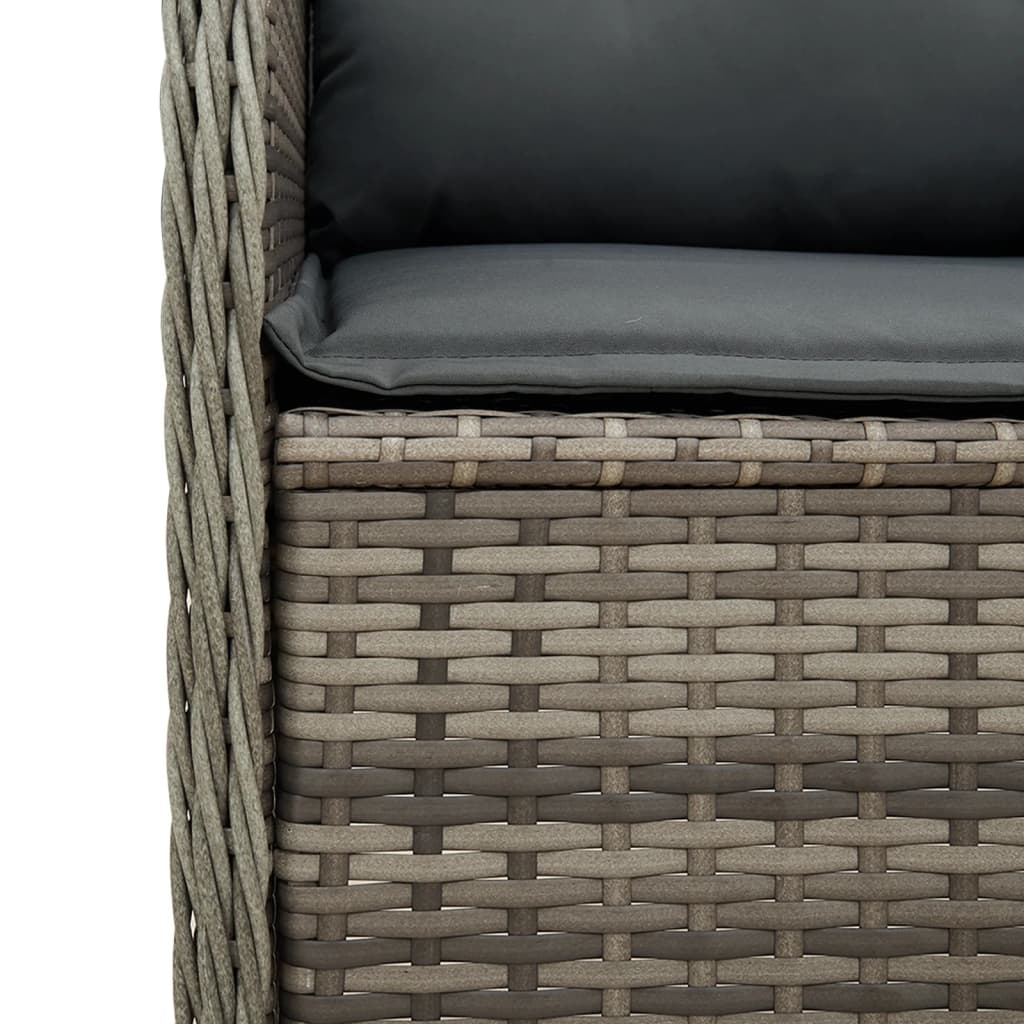 Tuinhoekbank met kussens poly rattan grijs