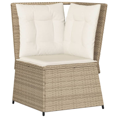 Tuinhoekbank met kussens poly rattan beige