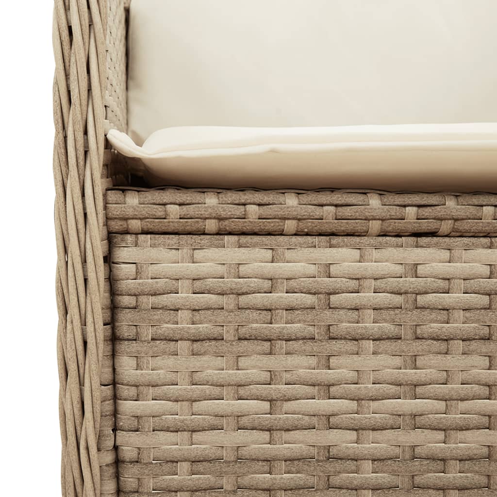 Tuinhoekbank met kussens poly rattan beige