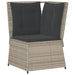 Tuinhoekbank met kussens poly rattan lichtgrijs