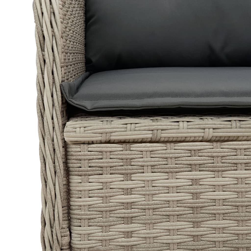 Tuinhoekbank met kussens poly rattan lichtgrijs