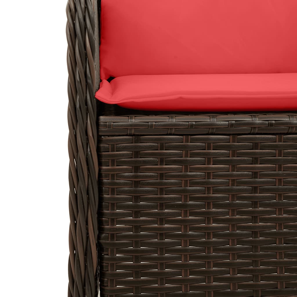 Tuinbankhoek met kussens bruin poly rattan