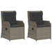 Tuinstoelen 2 st verstelbaar met kussens poly rattan grijs