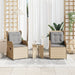 Tuinstoelen 2 st verstelbaar met kussens poly rattan beige