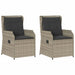 Tuinstoelen 2 st verstelbaar met kussens poly rattan lichtgrijs