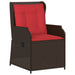 Ligstoelen voor in de tuin 2 st met kussens bruin poly rattan