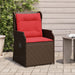 Ligstoelen voor in de tuin 2 st met kussens bruin poly rattan