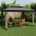Prieel met dubbel dak 3,94x2,96 m staal antracietkleurig