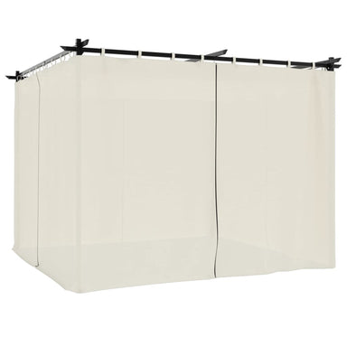 Prieel met gordijnen 3x3 m staal crèmekleurig