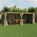 Prieel met gordijnen 6x3 m staal taupe