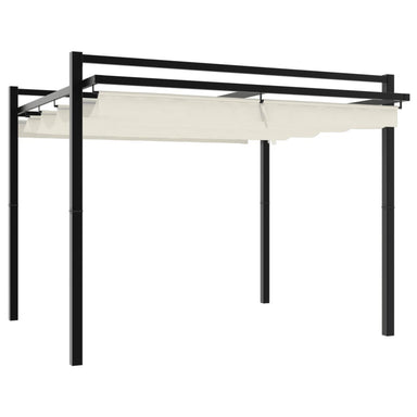 Prieel met uittrekbaar dak 3x3 m aluminium crèmekleurig
