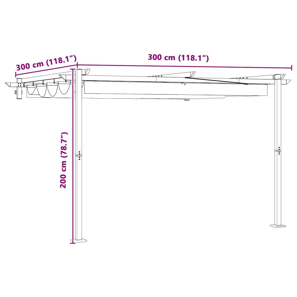 Paviljoen 300 x 300 x 200 cm Crèmekleurig Polyester