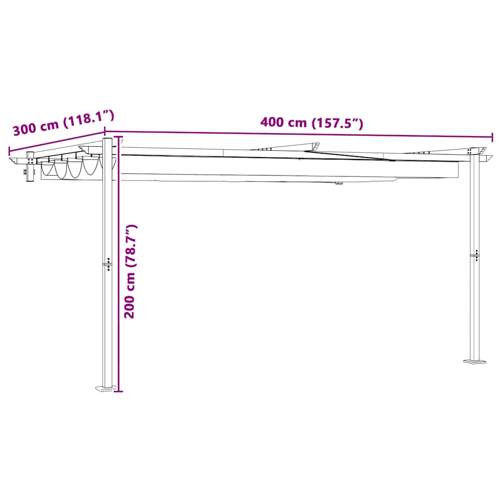 Paviljoen 400 x 300 x 200 cm Crèmekleurig Polyester