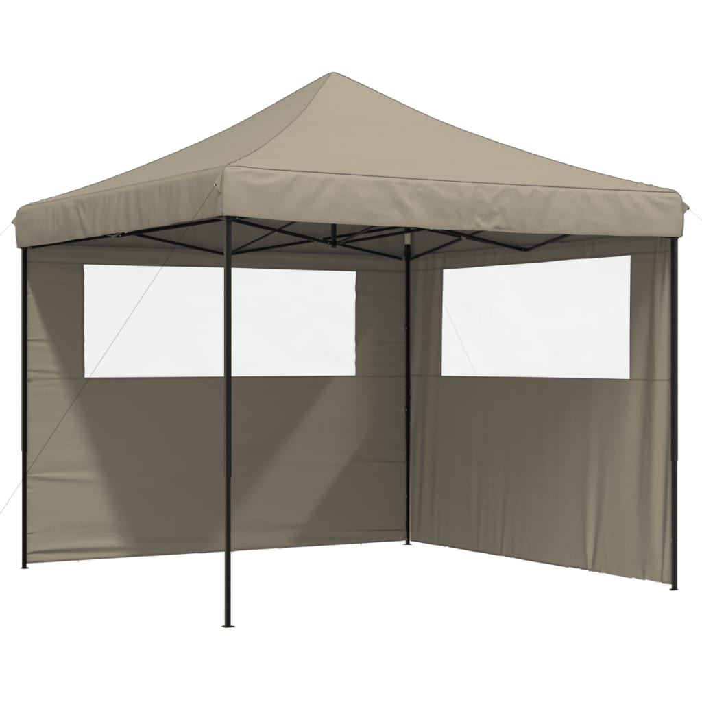 Partytent inklapbaar pop-up met 2 zijwanden taupe