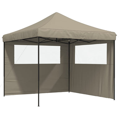 Partytent inklapbaar pop-up met 2 zijwanden taupe