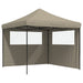Partytent inklapbaar pop-up met 2 zijwanden taupe