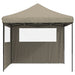 Partytent inklapbaar pop-up met 2 zijwanden taupe