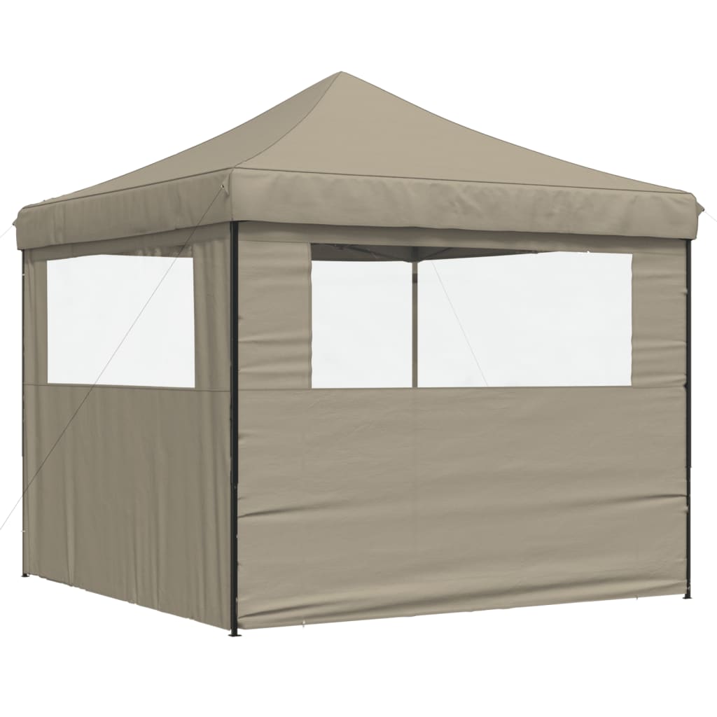 Partytent inklapbaar pop-up met 2 zijwanden taupe