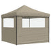 Partytent inklapbaar pop-up met 2 zijwanden taupe