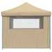 Partytent inklapbaar pop-up met 4 zijwanden beige