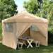 Partytent inklapbaar pop-up met 4 zijwanden beige