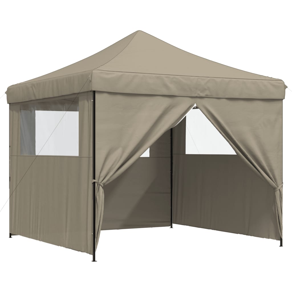 Partytent inklapbaar pop-up met 4 zijwanden taupe