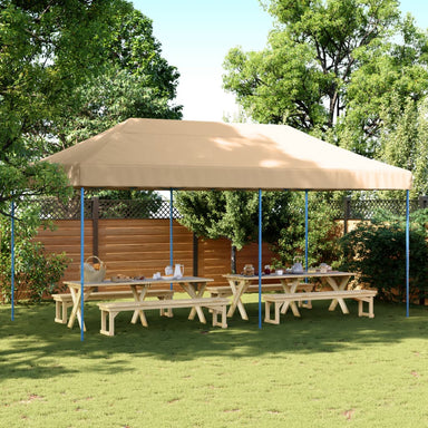 Partytent inklapbaar pop-up 580x292x315 cm beige