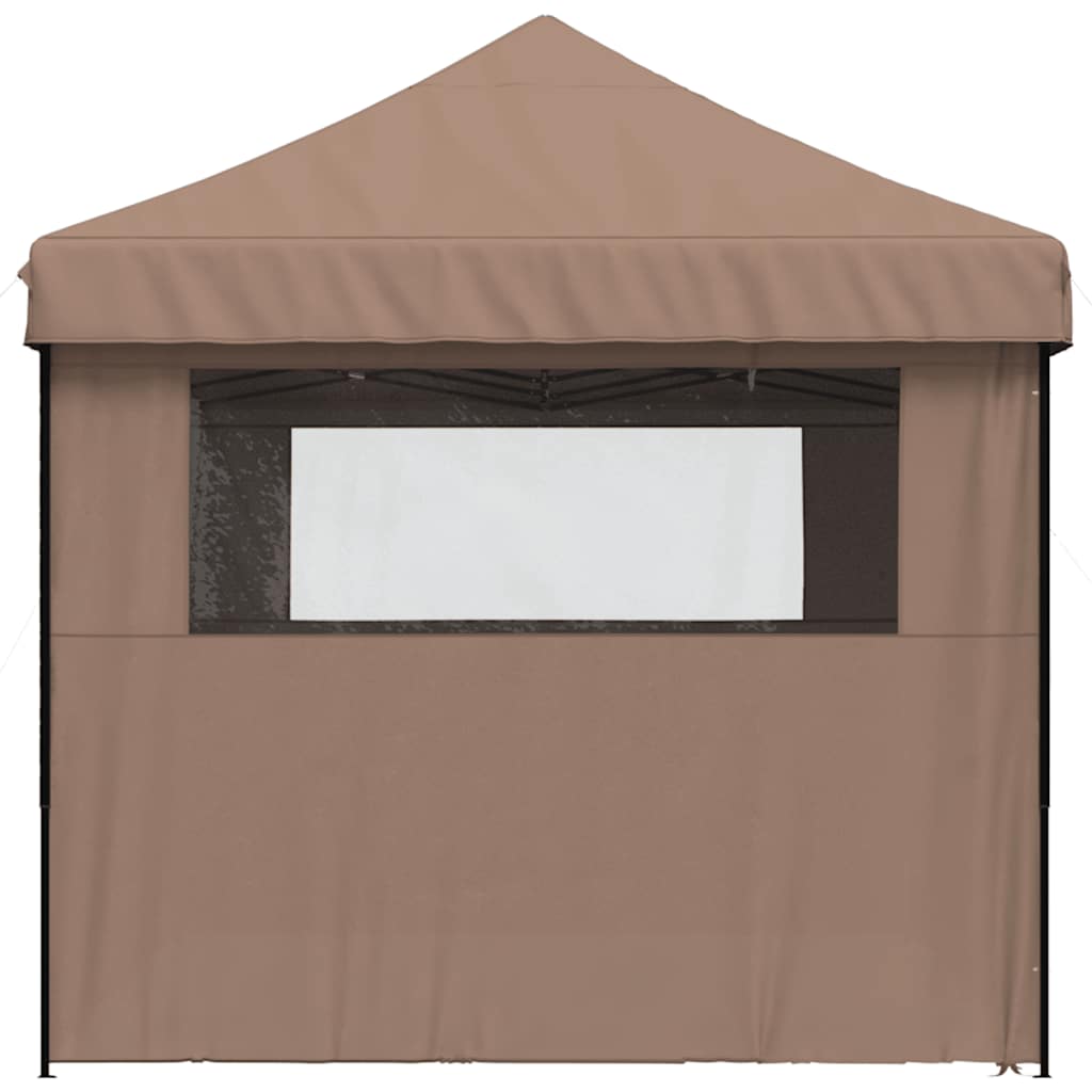 Partytent inklapbaar pop-up met 4 zijwanden bruin