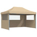 Partytent inklapbaar pop-up met 3 zijwanden beige