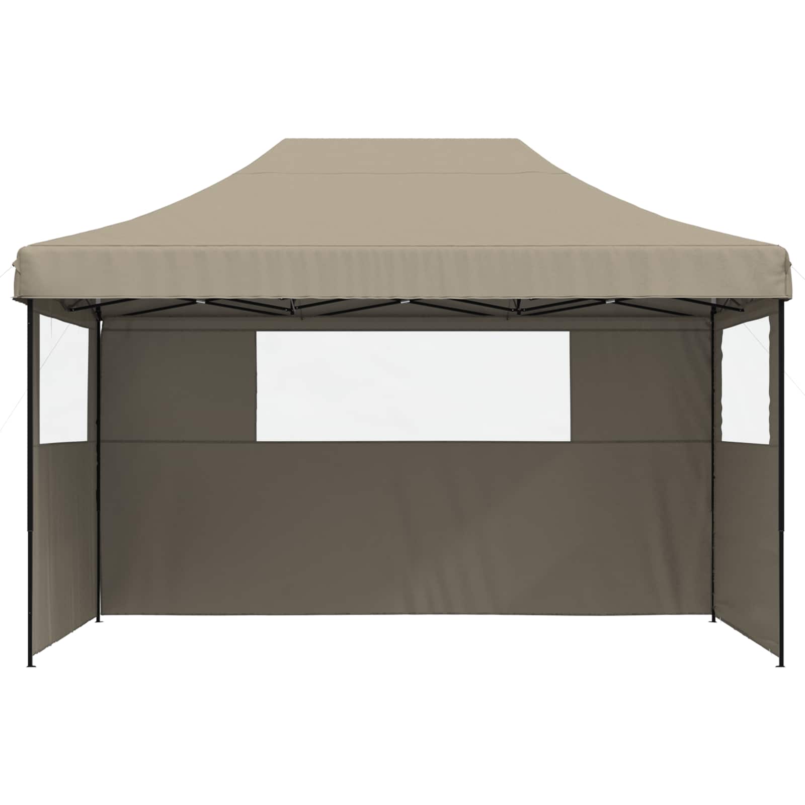 Partytent inklapbaar pop-up met 3 zijwanden taupe