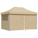 Partytent inklapbaar pop-up met 4 zijwanden beige
