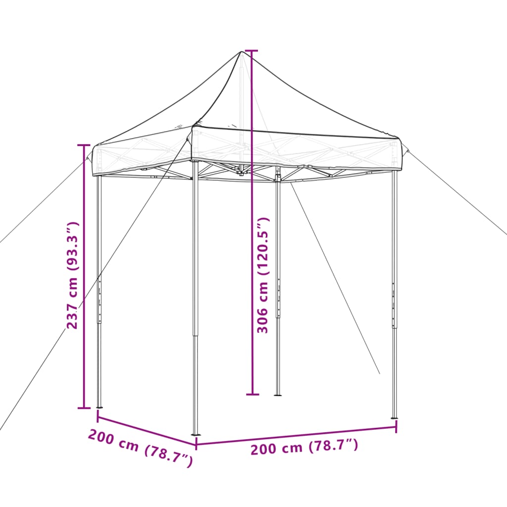 Partytent inklapbaar pop-up 200x200x306 cm oranje