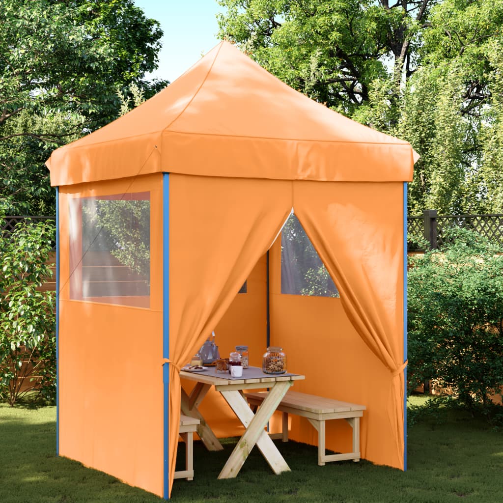 Partytent inklapbaar pop-up met 4 zijwanden oranje