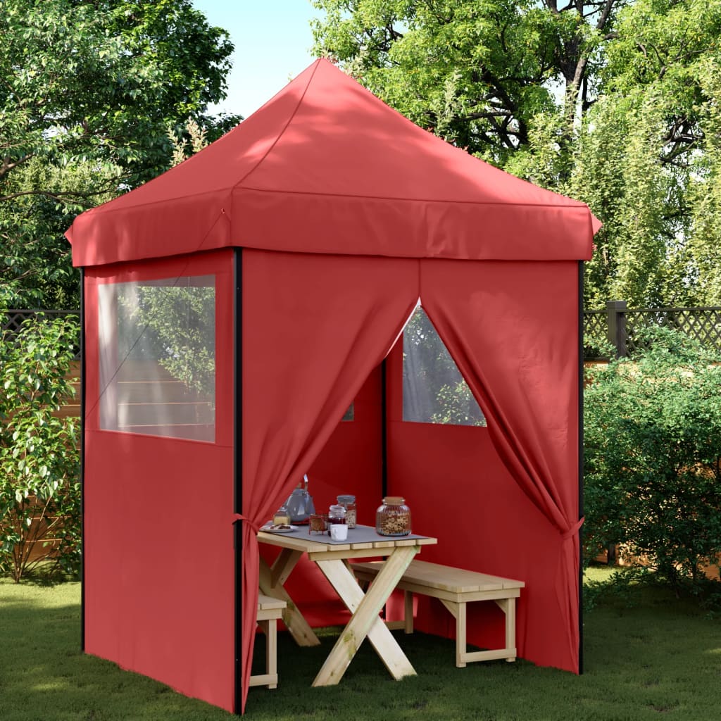 Partytent inklapbaar pop-up met 4 zijwanden bordeauxrood