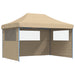 Partytent inklapbaar pop-up met 3 zijwanden beige