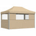 Partytent inklapbaar pop-up met 3 zijwanden beige