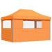 Partytent inklapbaar pop-up met 3 zijwanden oranje