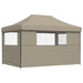 Partytent inklapbaar pop-up met 3 zijwanden taupe