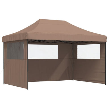 Partytent inklapbaar pop-up met 3 zijwanden bruin