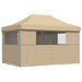 Partytent inklapbaar pop-up met 4 zijwanden beige