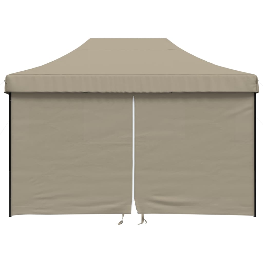 Partytent inklapbaar pop-up met 4 zijwanden taupe