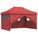 Partytent inklapbaar pop-up met 4 zijwanden bordeauxrood