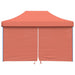Partytent inklapbaar pop-up met 4 zijwanden terracottakleurig