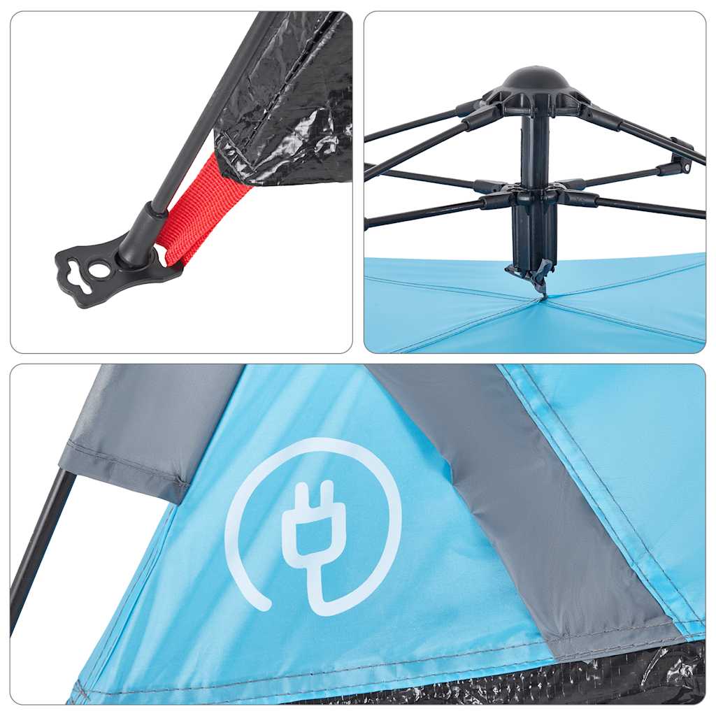 Tent 3-persoons snelontgrendeling blauw
